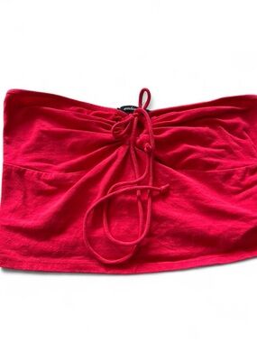 Ambiance Red Strapless Tube Top with Ring Detail